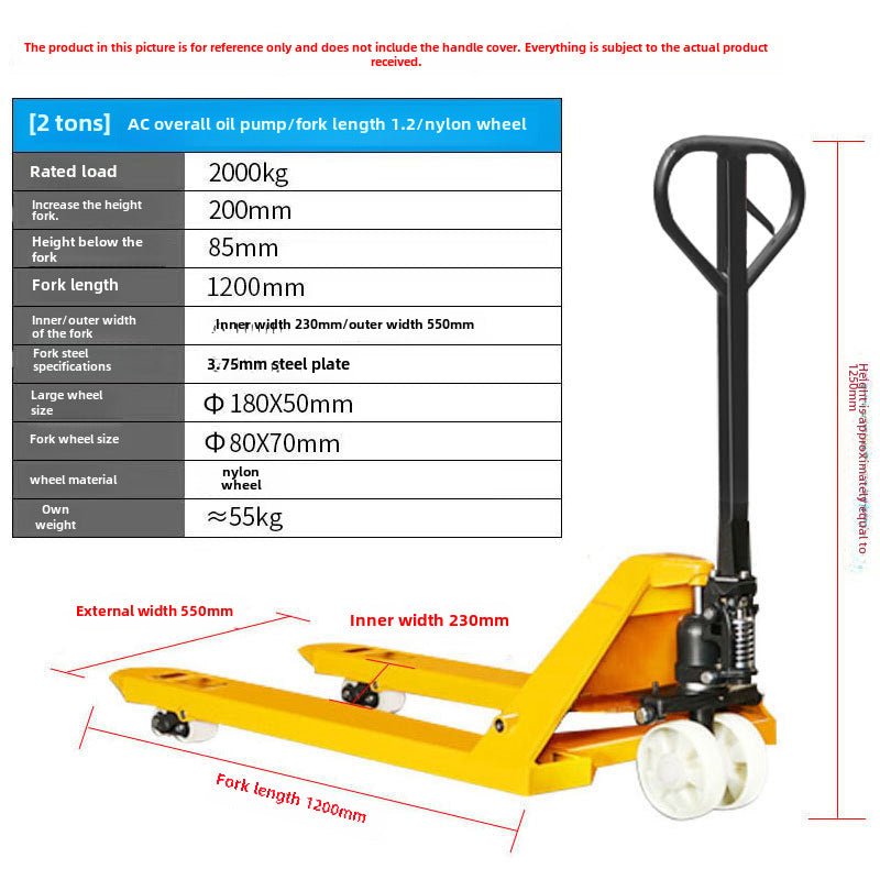 Nueva carretilla elevadora manual, elevador manual de empuje y tracción, remolque hidráulico, transpaleta, camión hidráulico, vaca molida 2 toneladas, 3 toneladas, alta calidad