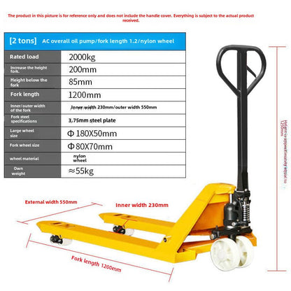 Nueva carretilla elevadora manual, elevador manual de empuje y tracción, remolque hidráulico, transpaleta, camión hidráulico, vaca molida 2 toneladas, 3 toneladas, alta calidad