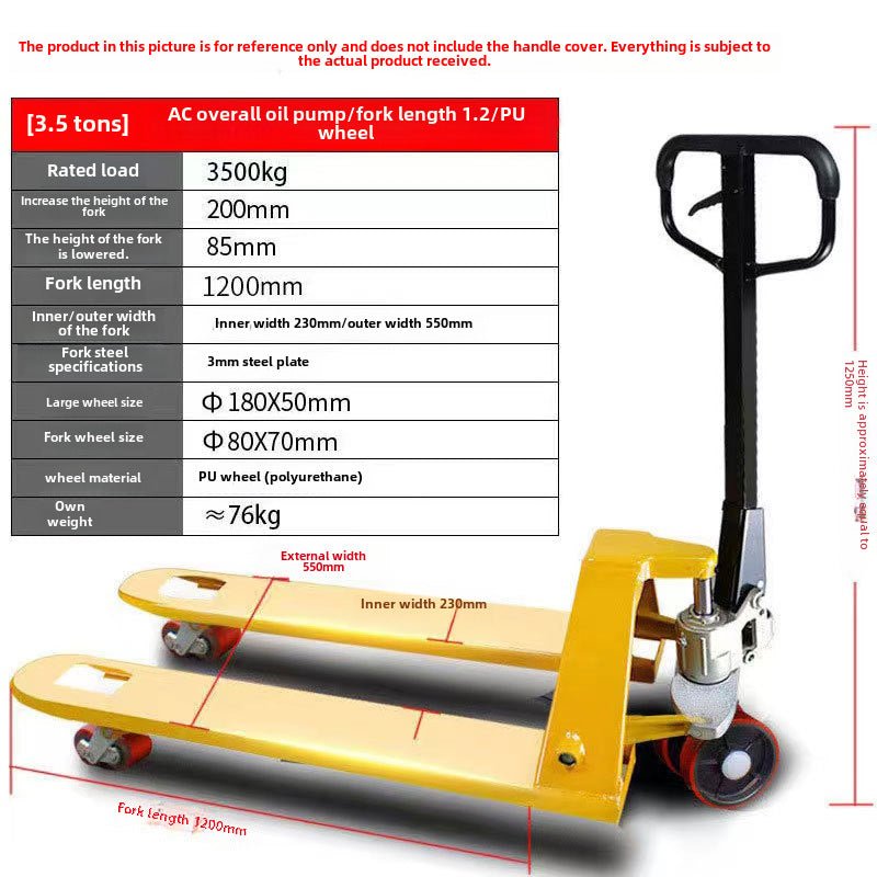 Nueva carretilla elevadora manual, elevador manual de empuje y tracción, remolque hidráulico, transpaleta, camión hidráulico, vaca molida 2 toneladas, 3 toneladas, alta calidad