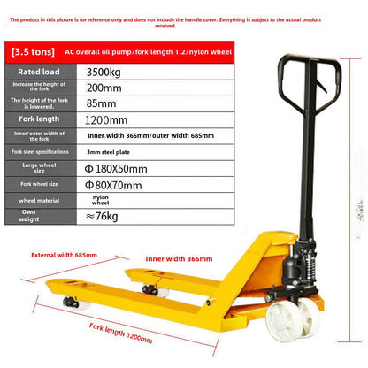 Nueva carretilla elevadora manual, elevador manual de empuje y tracción, remolque hidráulico, transpaleta, camión hidráulico, vaca molida 2 toneladas, 3 toneladas, alta calidad