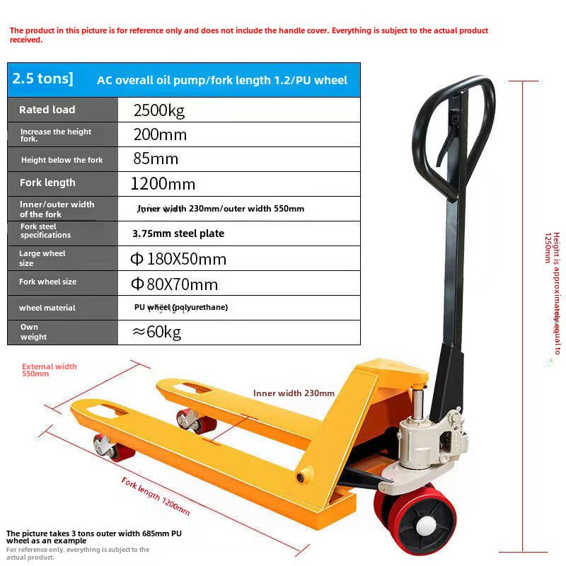 Nueva carretilla elevadora manual, elevador manual de empuje y tracción, remolque hidráulico, transpaleta, camión hidráulico, vaca molida 2 toneladas, 3 toneladas, alta calidad