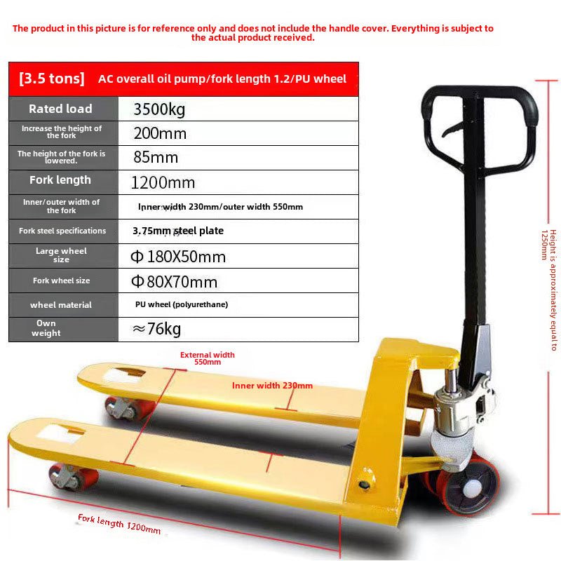 Nueva carretilla elevadora manual, elevador manual de empuje y tracción, remolque hidráulico, transpaleta, camión hidráulico, vaca molida 2 toneladas, 3 toneladas, alta calidad