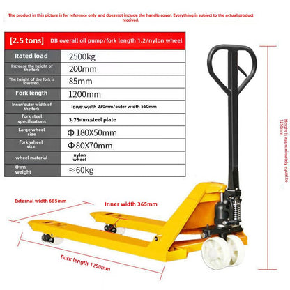 Nueva carretilla elevadora manual, elevador manual de empuje y tracción, remolque hidráulico, transpaleta, camión hidráulico, vaca molida 2 toneladas, 3 toneladas, alta calidad