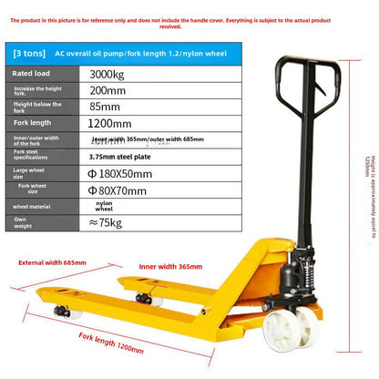 Nueva carretilla elevadora manual, elevador manual de empuje y tracción, remolque hidráulico, transpaleta, camión hidráulico, vaca molida 2 toneladas, 3 toneladas, alta calidad