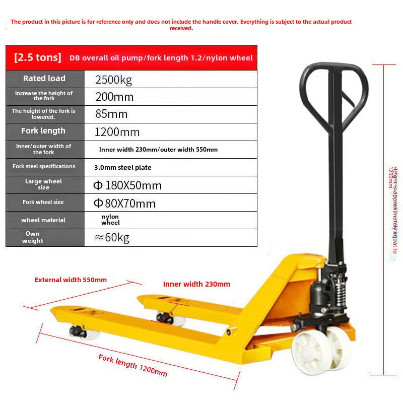 Nueva carretilla elevadora manual, elevador manual de empuje y tracción, remolque hidráulico, transpaleta, camión hidráulico, vaca molida 2 toneladas, 3 toneladas, alta calidad