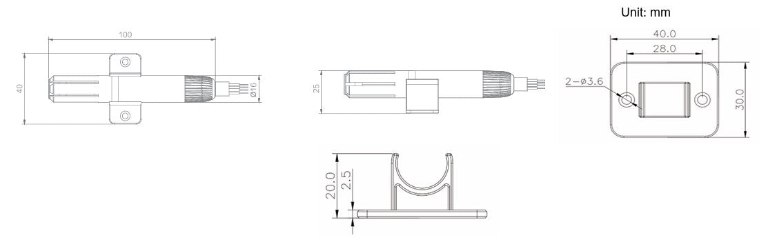 Sensor de Temperatura RS485 / Compatible con mDVR Hikvision / -40 a +80°C / Precisión ±0.5°C / IP65 / Cable 1 m (3.3 ft)