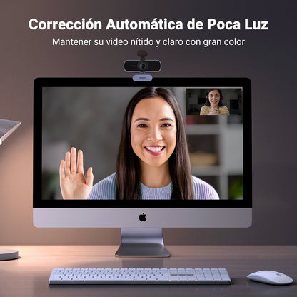 Cámara Web HD USB / 1080p 30 FPS / Campo de Visión 85° / Micrófonos Duales Omnidireccionales / Enfoque Fijo / Cable 2 m (6.6 ft) / Plug-and-Play
