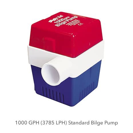 Bomba Sumergible de Achique Marina Rule 1100 GPH / 12 Vcd / Ejes de Acero Inoxidable Sumergibles / Base de Filtro con Cierre a Presión / Protección