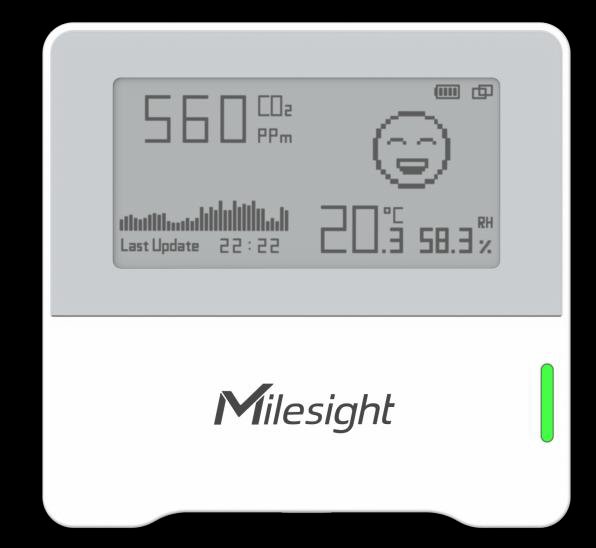 Sensor de Monitoreo Ambiental Interior / CO2 NDIR 400-5000 ppm / Temperatura ±0.2°C / Humedad ±2% RH / Pantalla E-ink 2.13 Pulgadas / LoRaWAN / NFC