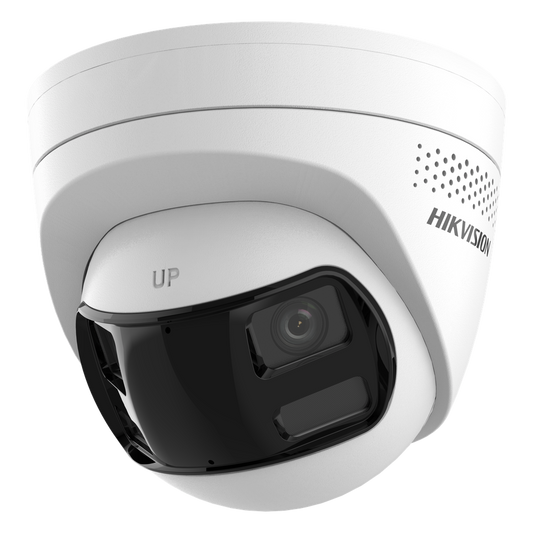 [PROTECCIÓN ACTIVA] Turret IP 6Megapixel / 2 Lentes de 2.8 mm (Imagen Panorámica 180°) / 30 mts IR / Exterior IP67 / Luz Intermitente y Alerta de