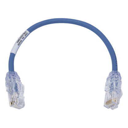 Cable de Parcheo UTP Cat6A, CM/LSZH, Diámetro Reducido (28AWG), Color Azul, 0.3 Metros (1 Pie)