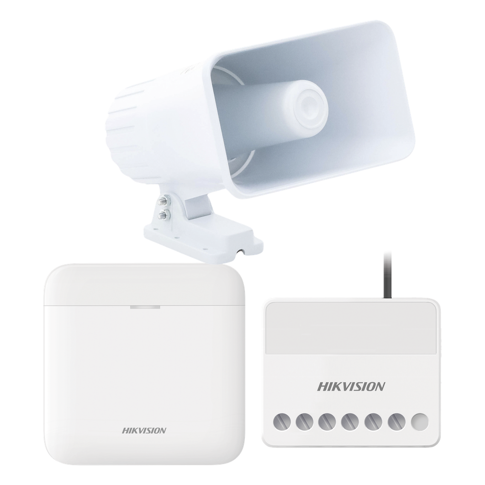(AXPRO) KIT de alarma AX PRO con sirena cableada 30W / Incluye: 1 Hub con Batería de respaldo / 1 Sirena Cableada de 30 Watts IP65 / 1 Relevador