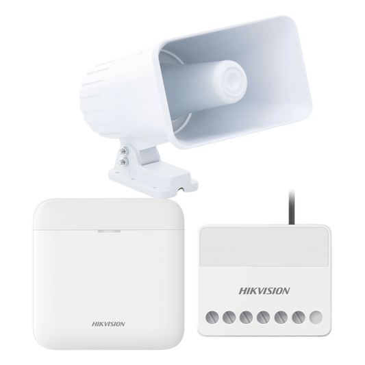 (AXPRO) KIT de alarma AX PRO con sirena cableada 30W / Incluye: 1 Hub con Batería de respaldo / 1 Sirena Cableada de 30 Watts IP65 / 1 Relevador