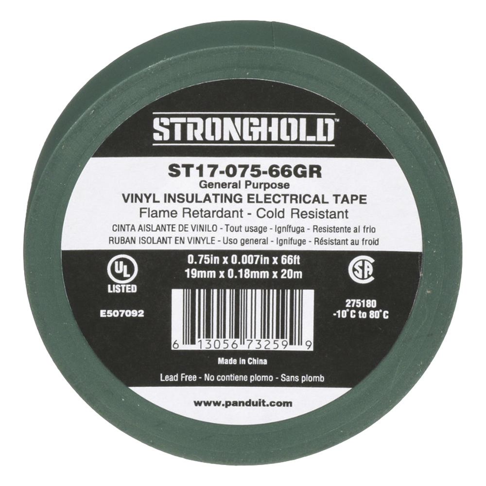 Cinta Eléctrica STRONGHOLD para Aislar, de PVC, Uso General Reparación y Mantenimiento, Grosor de 0.18mm (7 mil), Ancho de 19mm, y 20.12m de Largo