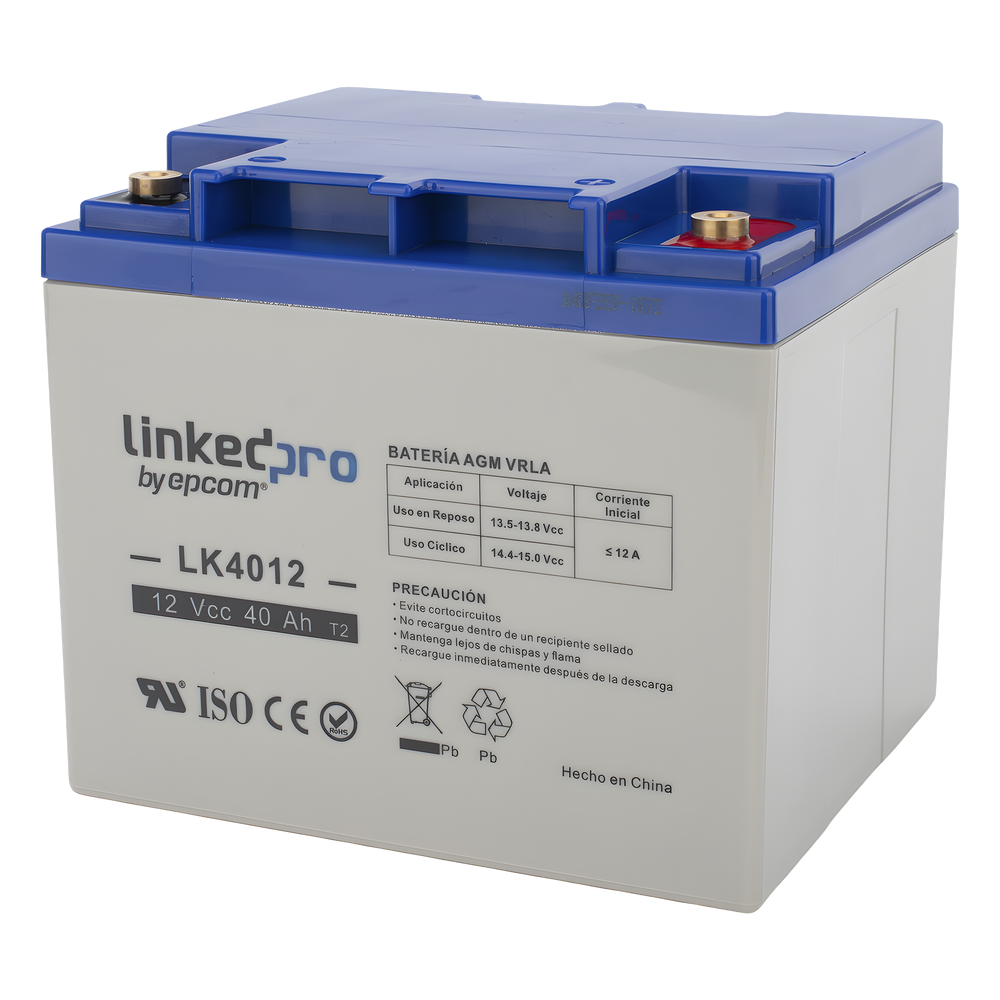 Batería de respaldo 12 V | 40 Ah | AGM | Especial para Seguridad Electrónica | UPS | Sistemas de Emergencia | Certificada UL | Vida útil 5 años |