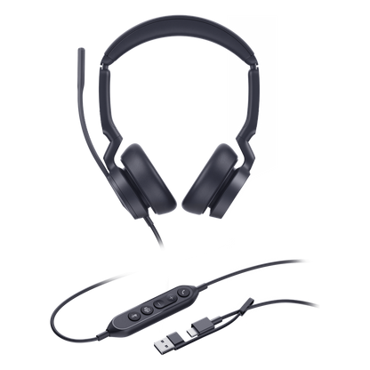 Auriculares Yealink UH46 Dual con cancelación de ruido por IA para Microsoft Teams, USB-C/A e indicador de ocupado