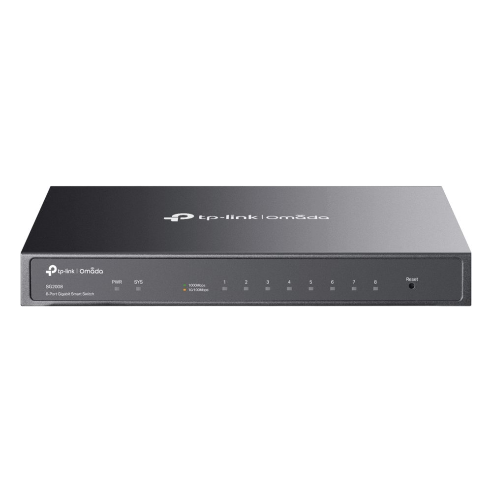Switch Administrado Gigabit 8 Puertos / Omada SDN / 16 Gbps Capacidad Switching / Gestión Cloud y Local / VLAN / QoS / ACL / Sin Ventiladores