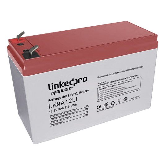 Batería de Litio 12.8 Vcc / 9 Ah / Tecnología LiFePO4 / 2000 Ciclos de Vida / Para uso en equipo electrónico, UPS (litio) / Incendio / Control de