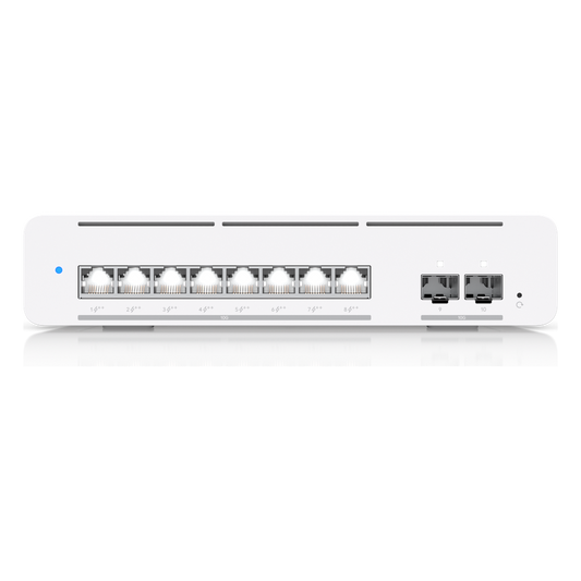 USW Pro XG 8 PoE Switch PoE++ Capa 3 Etherlighting™ de 8 Puertos 10GbE (Todos PoE++) y 2 Puertos SFP+ con Disponibilidad PoE de 155W