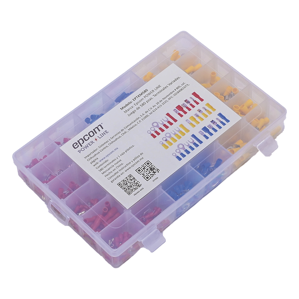 Juego de 580 pzas. Terminales Variadas con Forro y Caja de Almacenamiento