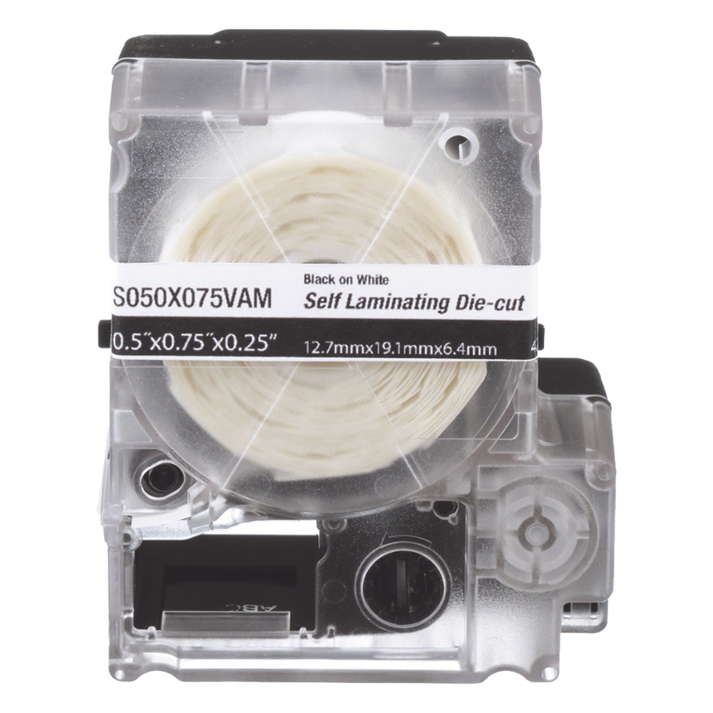 Casete de 200 Etiquetas Autolaminadas de 12.7 x 31.8 mm (0.5 x 1.25 pulgadas), para Cables de 3.1 a 7 mm (0.12 a 0.28 pulgadas) de Diámetro, Área de