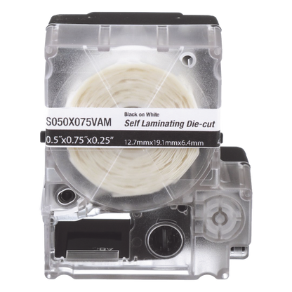 Casete de 200 Etiquetas Autolaminadas de 12.7 x 31.8 mm (0.5 x 1.25 pulgadas), para Cables de 3.1 a 7 mm (0.12 a 0.28 pulgadas) de Diámetro, Área de