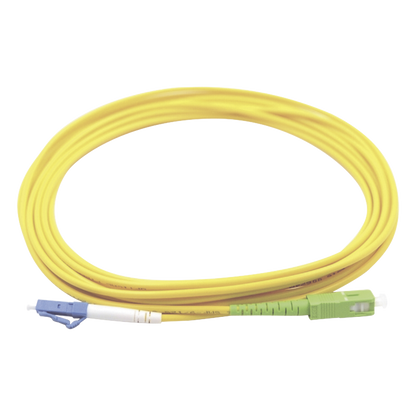 Jumper de Fibra Óptica Monomodo LC/UPC-SC/APC Simplex, Color Amarillo 3 Metros (9.84 Pies)