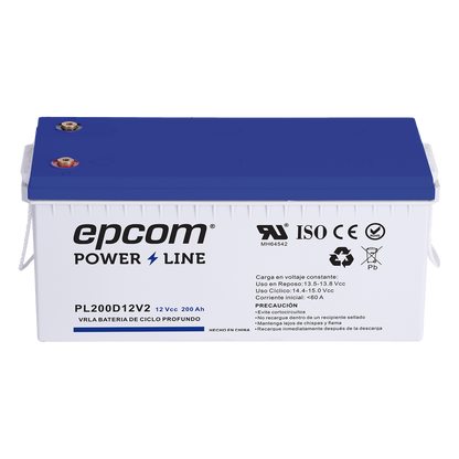 Batería de respaldo 12 V 200 Ah AGM | Certificada UL94-HB Retardo a la flama básica | Ciclo profundo | Para uso en aplicaciones fotovoltaicas y de
