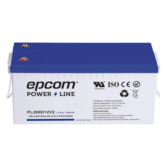 Batería de respaldo 12 V 200 Ah AGM | Certificada UL94-HB Retardo a la flama básica | Ciclo profundo | Para uso en aplicaciones fotovoltaicas y de