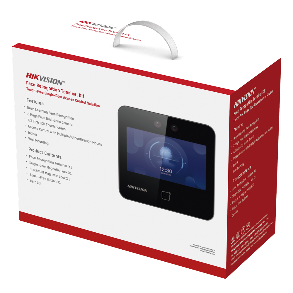 Kit de Control de Acceso TODO INCLUIDO con Lector de Rostros, QRs y Tarjetas / 1,500 rostros / Compatible con App HIKConnect /Incluye Electroimán