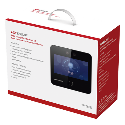 Kit de Control de Acceso TODO INCLUIDO con Lector de Rostros, QRs y Tarjetas / 1,500 rostros / Compatible con App HIKConnect /Incluye Electroimán