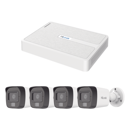 Kit IP 2 Megapixel / NVR de 8 Canales con 8 Puertos PoE / 4 Cámaras IP Bala Dual light para Exterior / Micrófono Integrado