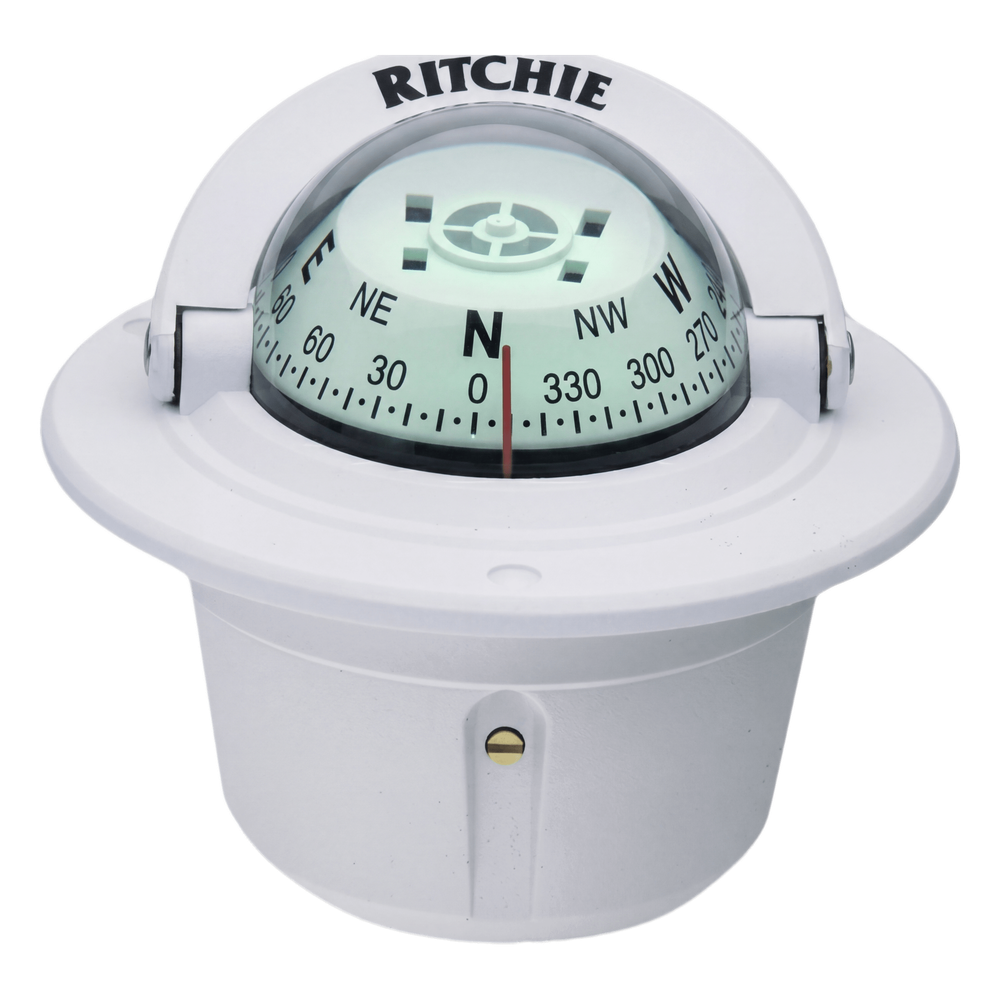 Brújula de Navegación Marítima Ritchie F-50W / Montaje Flush / Dial 2 3/4" (70 mm) / Iluminación Nocturna Verde / DirectiveForce Magnets