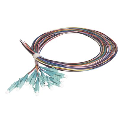 Kit de 12 Pigtails LC Multimodo OM3 50/125, Conectores Aqua, 2 Metros (6.56 Pies)