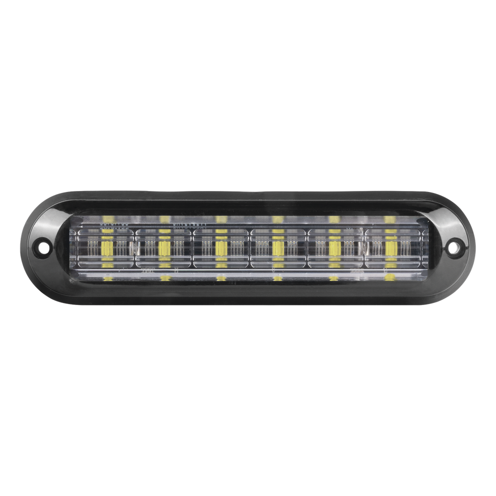 Luz Auxiliar Ultra Brillante IP67 de 6 LEDs, Color Ambar/Claro, con mica transparente y bisel negro