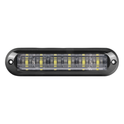 Luz Auxiliar Ultra Brillante IP67 de 6 LEDs, Color Ambar/Claro, con mica transparente y bisel negro