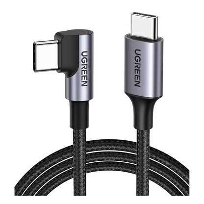 Cable USB-C a USB-C | 1 Metro (3.28 Pies) | Conector con Ángulo Recto de 90° | Carga Rápida de hasta 60W | 480 Mbps | PD3.0 | QC4.0/3.0/2.0 | FPC |