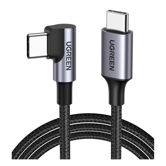 Cable USB-C a USB-C | 1 Metro (3.28 Pies) | Conector con Ángulo Recto de 90° | Carga Rápida de hasta 60W | 480 Mbps | PD3.0 | QC4.0/3.0/2.0 | FPC |