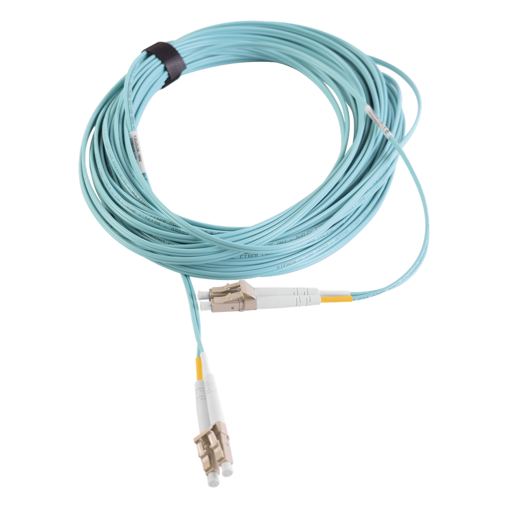 Jumper de Fibra Óptica Multimodo 50/125 XGLO OM3, LC-LC Duplex, OFNR, Color Aqua, 10 Metros (32.81 Pies)