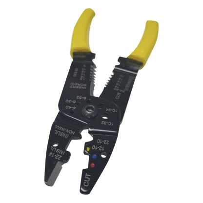 Pinza Cortacables / Pelacables 10 a 22 AWG con Plegador de Conectores.