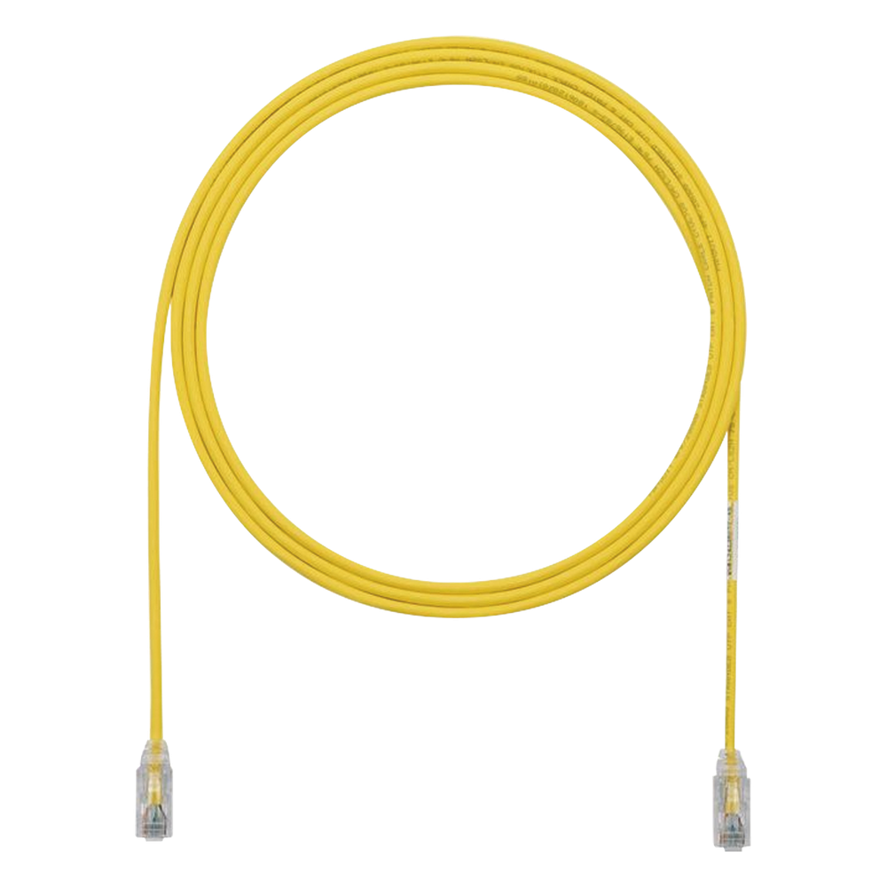 Cable de Parcheo TX6, UTP Cat6, Diámetro Reducido (28AWG), Color Amarillo, 1.22 Metros (4 Pies)