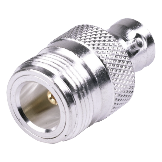 Adaptador en Línea, de Conector N Hembra a BNC Hembra, Plata/ Oro/ Teflón