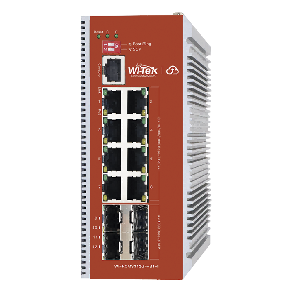 Switch L2+ PoE Industrial / Administración Cloud-Web-CLI / 8 Puertos PoE af/at/bt 100/1000 Mbps / 4 Puertos SFP Gigabit / Presupuesto PoE 460 W