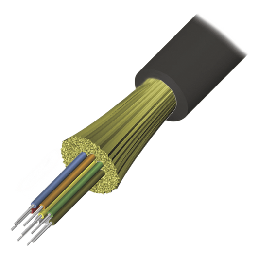 Cable de Fibra Óptica de 12 Hilos, Interior/Exterior, Tight Buffer, No Conductiva (Dieléctrica), Plenum, Multimodo OM4 50/125 Optimizada, 1 Metro