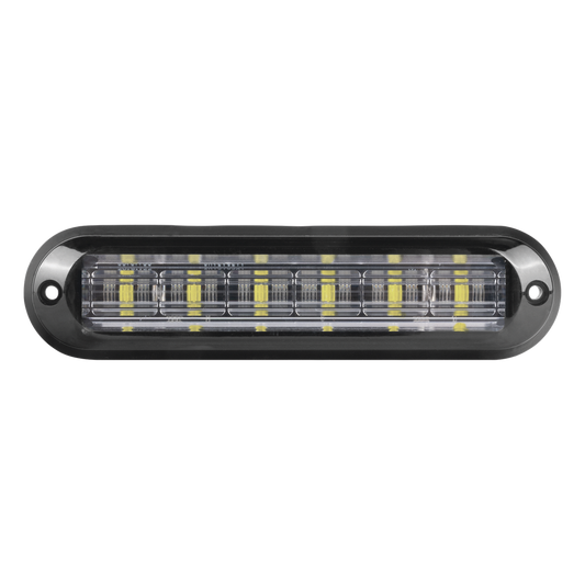 Luz Auxiliar Ultra Brillante IP67 de 6 LEDs, Color Rojo/Claro, con mica transparente y bisel negro