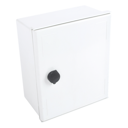 Gabinete de Poliéster IP65 Uso en Intemperie (250 x 300 x 140 mm) con Placa Trasera Interior de Plástico (Incluye Chapa y Llave).