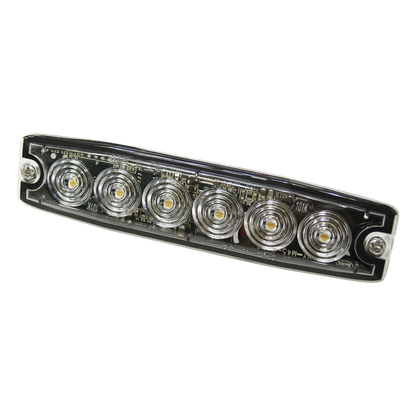 Luz Auxiliar de 6 LED, Ambar, lente Transparente, SAE