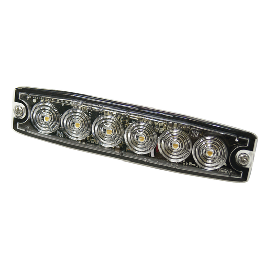 Luz Auxiliar de 6 LED, Ambar, lente Transparente, SAE