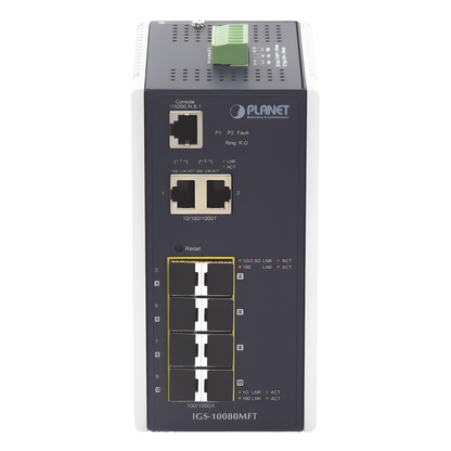 Switch Industrial Administrable L2+, 8 Puertos 1G SFP, 2 Puertos TP Gigabit, (-40 ~75 grados C)