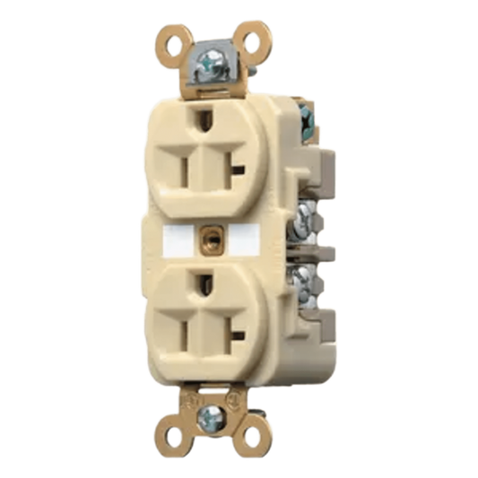 Contacto Dúplex 20 A 125 V / 2 Polos 3 Hilos / Color Marfil /Nema 5-20R /Grado Industrial.